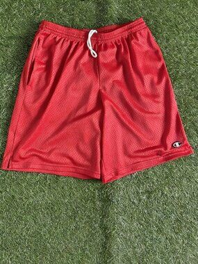 Champion Shorts Mesh Red Mens Size S Adjustable Basketball Sports